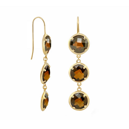 Glamour by the Yard earrings gold-tone with smoky stones, cascading drop on Tampa Home & Garden Store