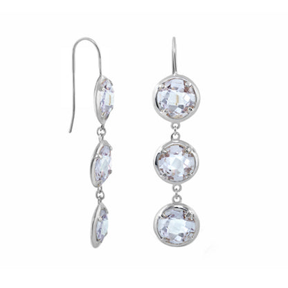 Glamour by the Yard Earrings, Lauren G Adams, three crystal drops in silver-tone settings on Tampa Home & Garden Store