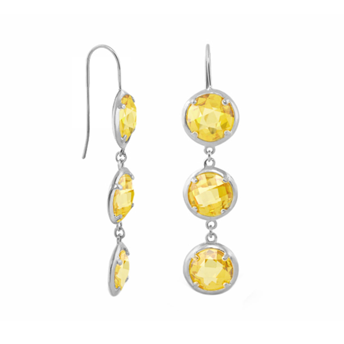 Glamour by the Yard Earrings, pair of silver drop earrings with yellow stones by Lauren G Adams on Tampa Home & Garden Store