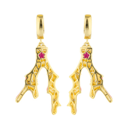 Pretty Little Things Earrings pair by Lauren G Adams, gold-tone dangle with pink enamel accents on Tampa Home & Garden Store