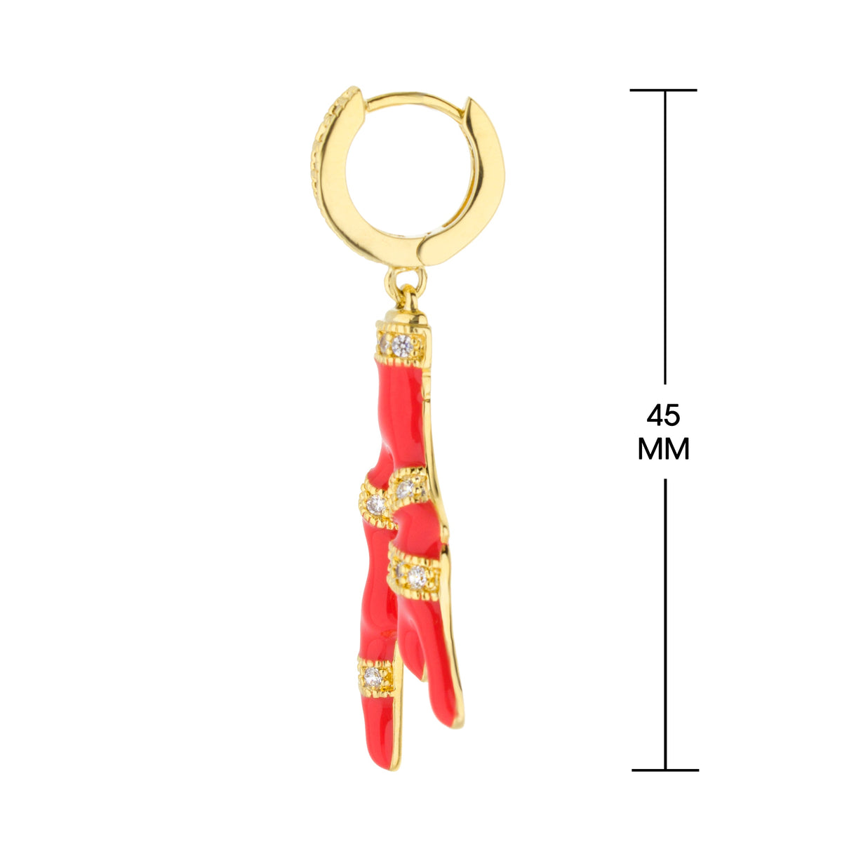 Pretty Little Things Earrings gold-tone hoop with red enamel and crystal accents on Tampa Home & Garden Store