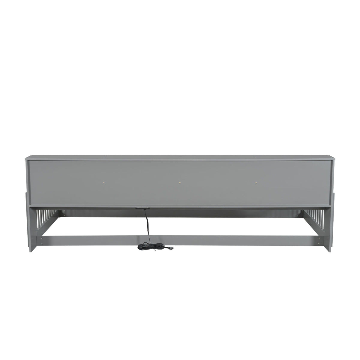 Twin long gray floor bed frame with storage cabinets and USB ports, metal platform on Tampa Home & Garden Store