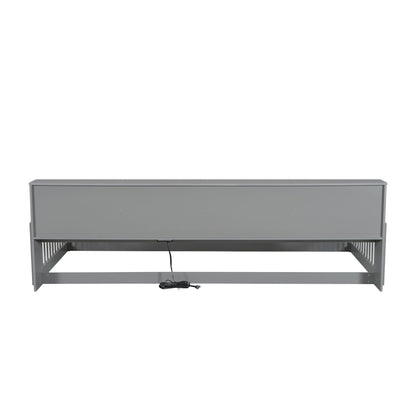 Twin long gray floor bed frame with storage cabinets and USB ports, metal platform on Tampa Home & Garden Store
