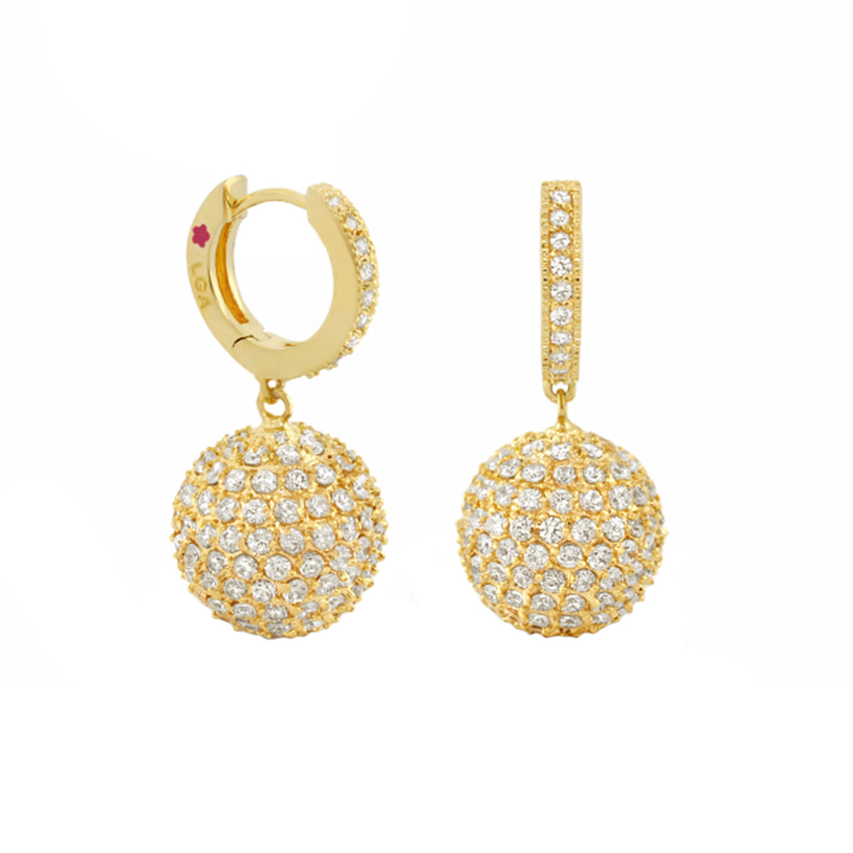 Lauren G Adams Glamour Pave Earrings Pavé Ball Drop, gold-tone hoops with crystals, 2 pcs on Tampa Home & Garden Store