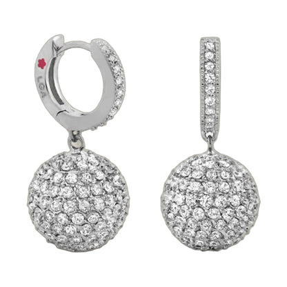 Glamour Pave Earrings Pavé Ball Drop, silver-tone, 2 pcs, by Lauren G Adams on Tampa Home & Garden Store