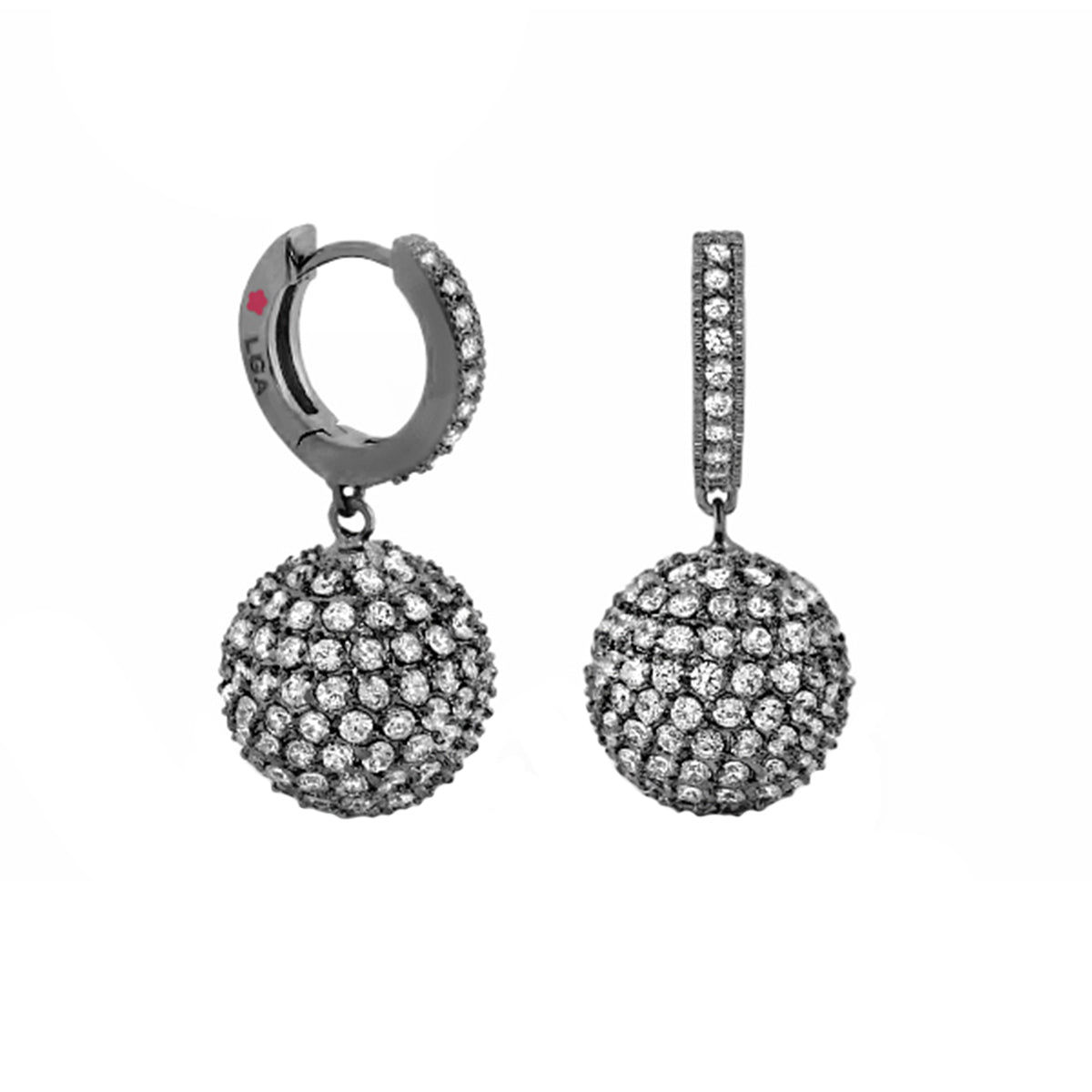Earrings Glamour Pave Ball Drop; Lauren G Adams silver-tone pavé ball and pavé bar drop, pair on Tampa Home & Garden Store