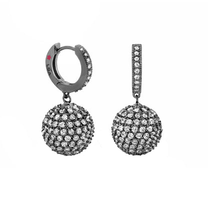 Earrings Glamour Pave Ball Drop; Lauren G Adams silver-tone pavé ball and pavé bar drop, pair on Tampa Home & Garden Store