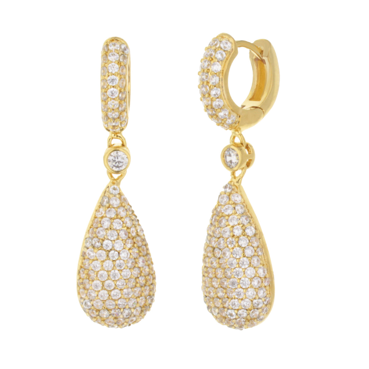 Glamour Pave Drop Earrings by Lauren G Adams, gold pavé diamond teardrop earrings on Tampa Home & Garden Store