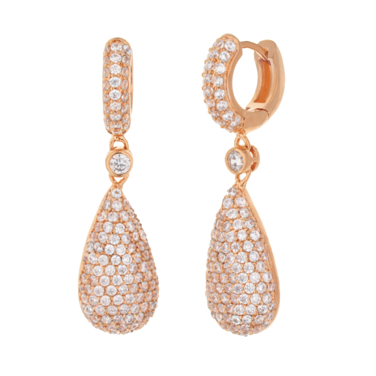 Glamour Pave Drop Earrings rose gold pavé diamonds, teardrop drop, by Lauren G Adams, pair on Tampa Home & Garden Store