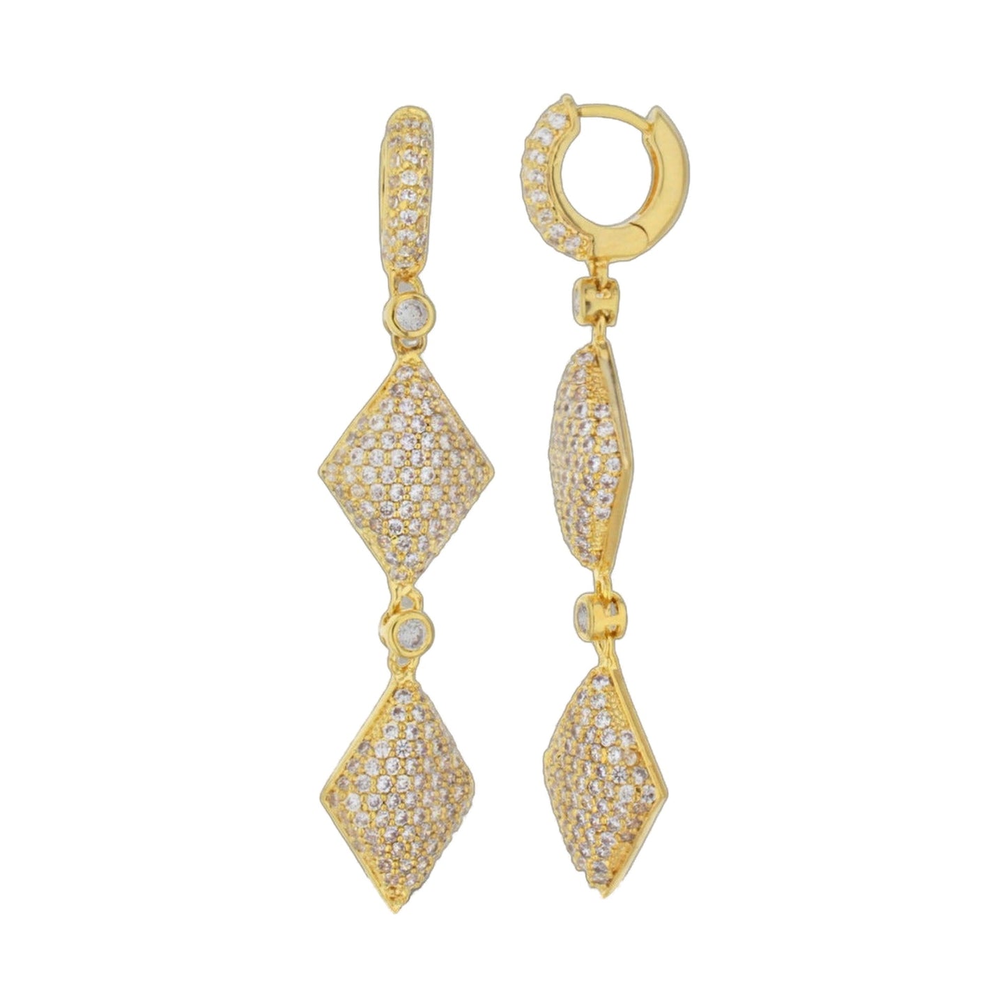 Glamour Pave Rhombus Earrings pair, gold-tone with pavé diamonds by Lauren G Adams on Tampa Home & Garden Store