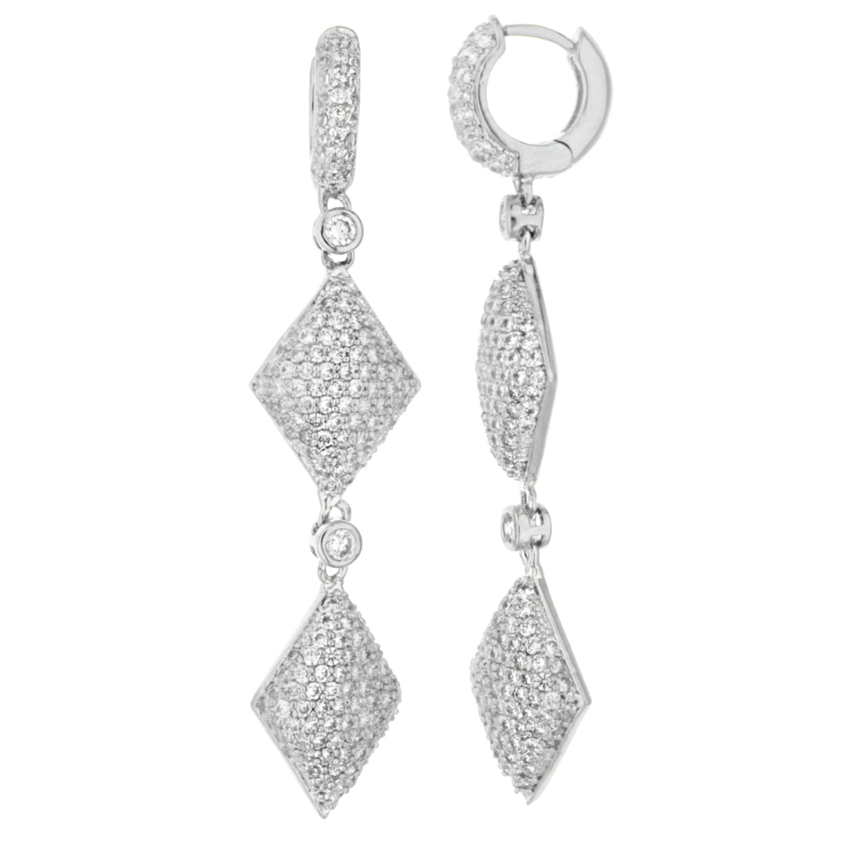 Glamour Pave Rhombus Earrings Lauren G Adams, pair of double pave diamond rhombus drop earrings on Tampa Home & Garden Store