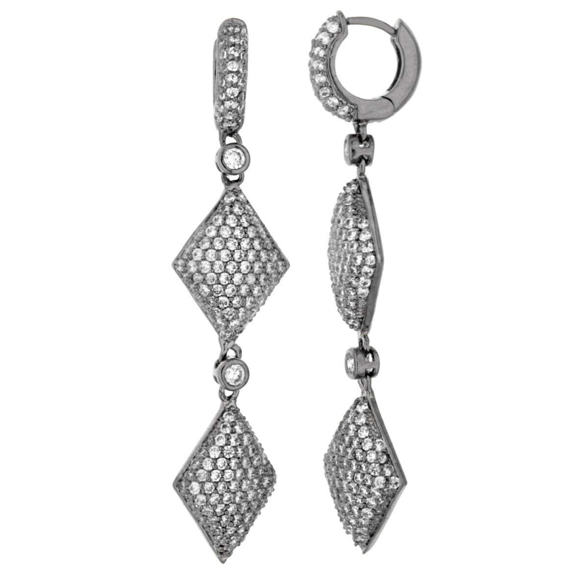 Glamour Pave Rhombus Earrings pair in silver-tone pavé diamonds by Lauren G Adams on Tampa Home & Garden Store