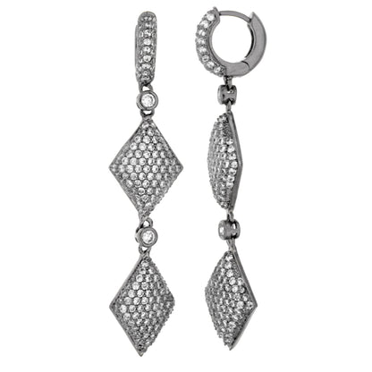 Glamour Pave Rhombus Earrings pair in silver-tone pavé diamonds by Lauren G Adams on Tampa Home & Garden Store