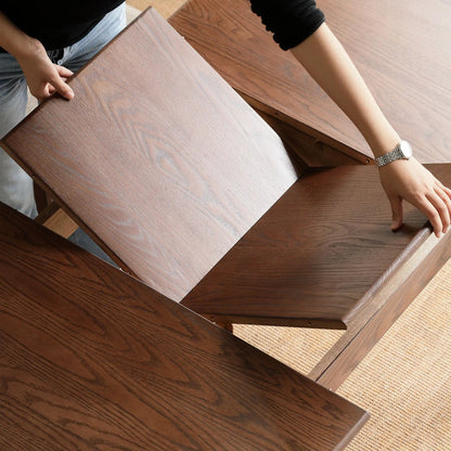 Dining table Unique Piece Furniture extendable telescopic leaf dark wood with diagonal legs on Tampa Home & Garden Store