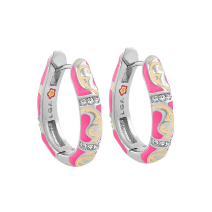 Stackable Desire Earrings Lauren G Adams pink enamel hoops with crystals on Tampa Home & Garden Store
