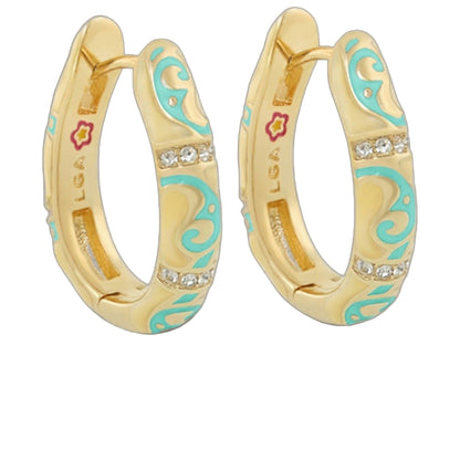 Stackable Desire Earrings gold-tone hoops with turquoise enamel and crystals by Lauren G Adams on Tampa Home & Garden Store