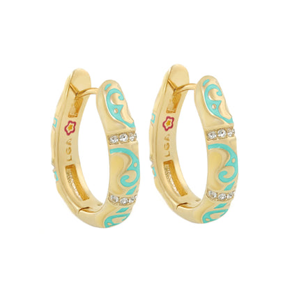 Stackable Desire Earrings, Lauren G Adams gold-tone hoops with turquoise, crystals, 1 pair on Tampa Home & Garden Store