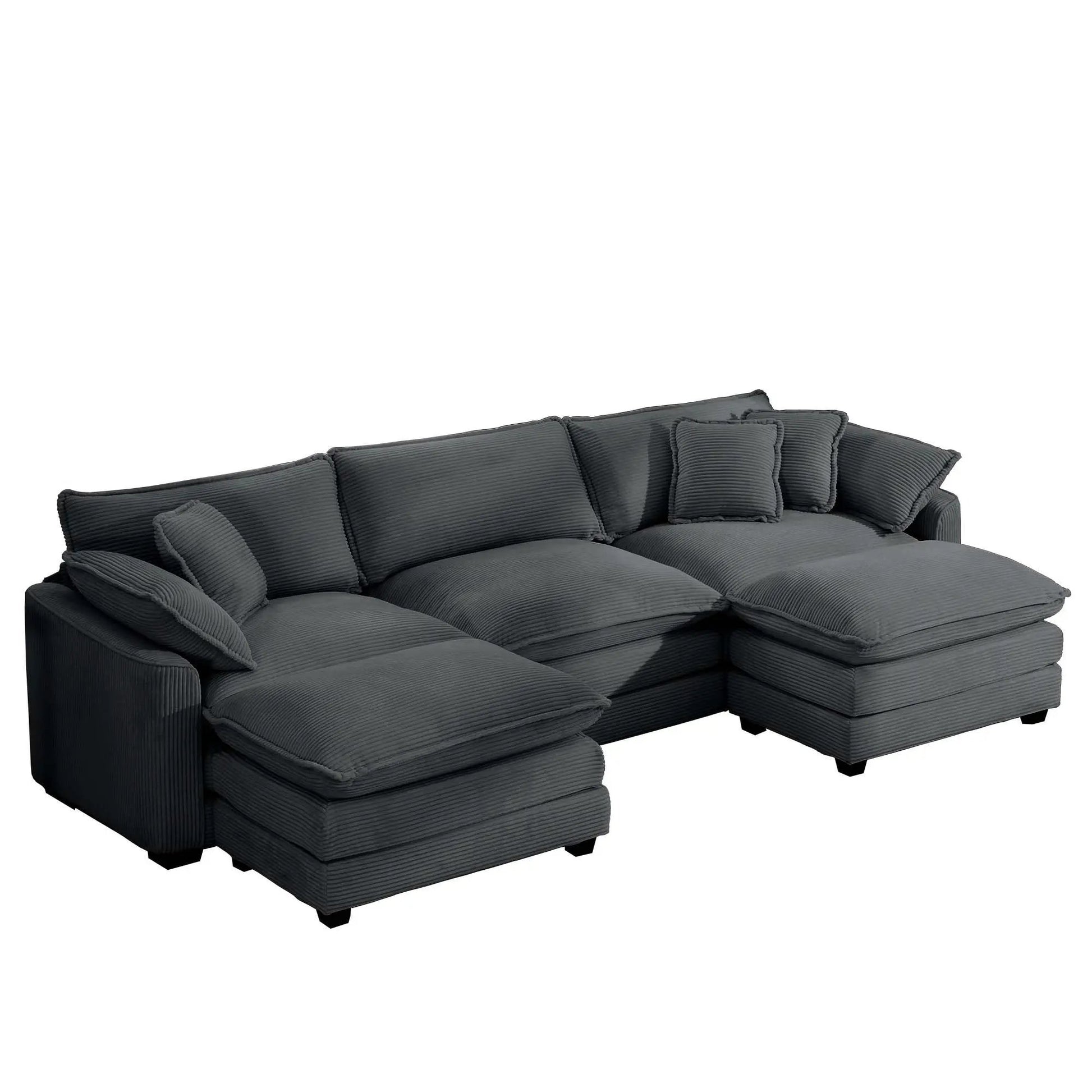 3-piece modern oversized modular sofa set with ottoman in dark gray fabric on Tampa Home & Garden Store