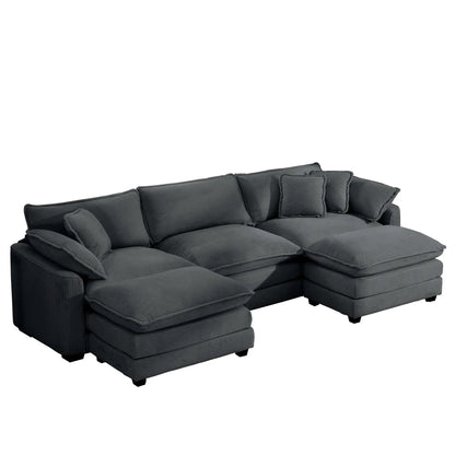 3-piece modern oversized modular sofa set with ottoman in dark gray fabric on Tampa Home & Garden Store