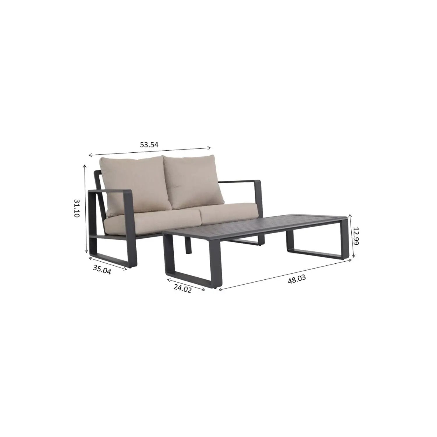 Sofa with coffee table 2-piece outdoor set beige cushions Unique Piece Furniture on Tampa Home & Garden Store