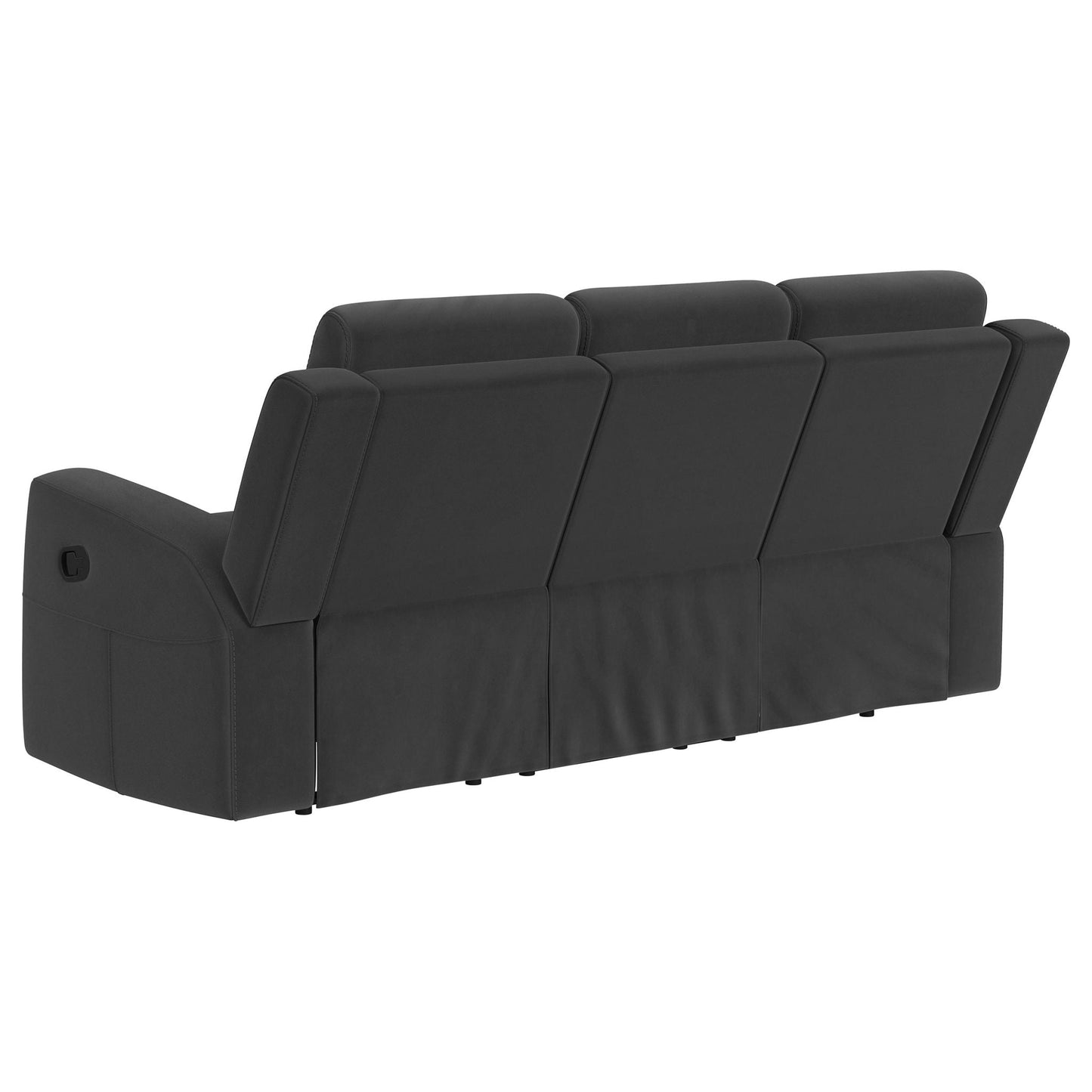 Slater 2-Piece Reclining Sofa Set with manual recline in dark charcoal faux leather on Tampa Home & Garden Store