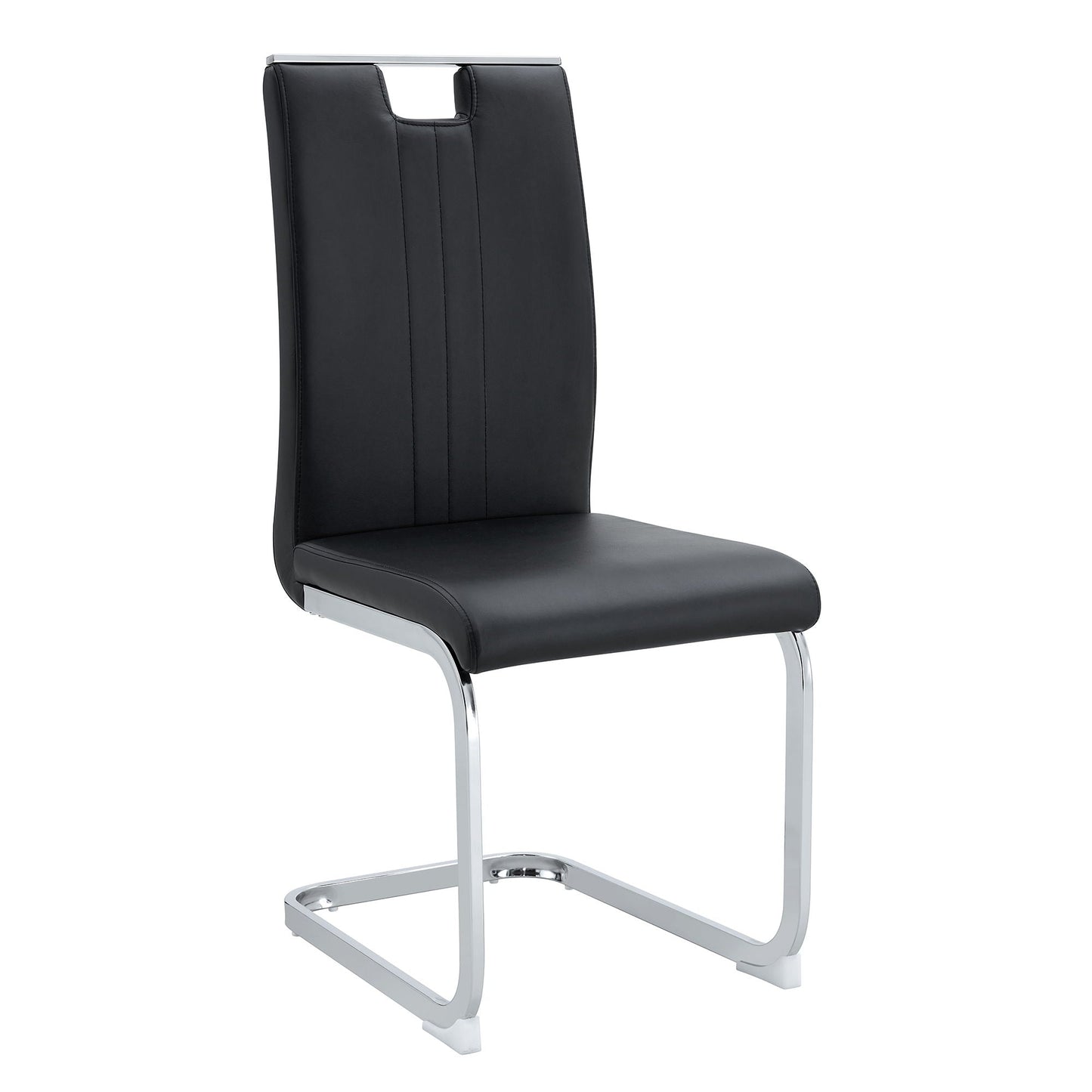 Bow Shaped Chair, ergonomic back, black faux leather, chrome cantilever base HouseOfZazla on Tampa Home & Garden Store