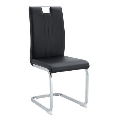 Bow Shaped Chair, ergonomic back, black faux leather, chrome cantilever base HouseOfZazla on Tampa Home & Garden Store