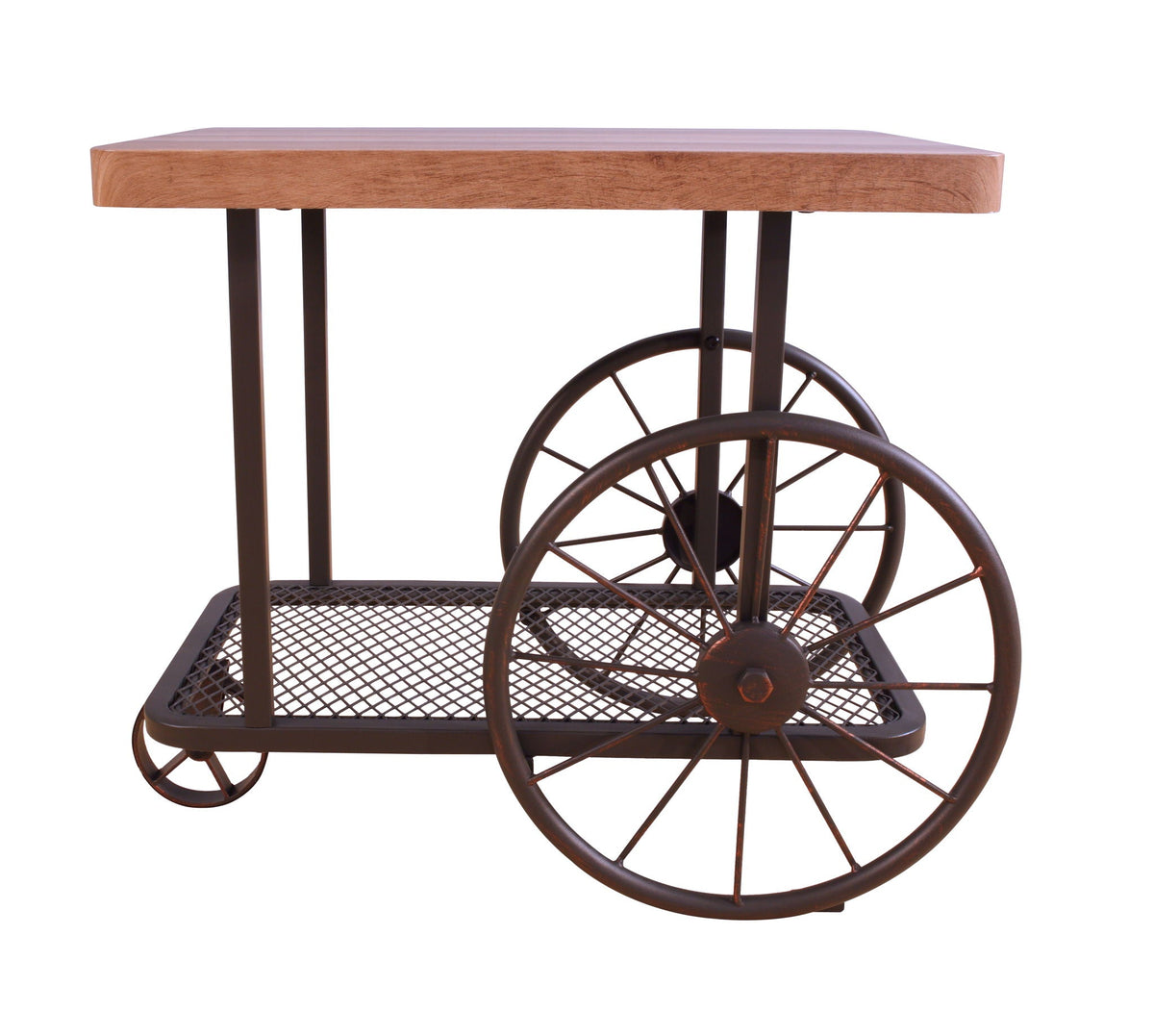 Francie light brown coffee table with wood top and metal wheels HouseOfZazla on Tampa Home & Garden Store
