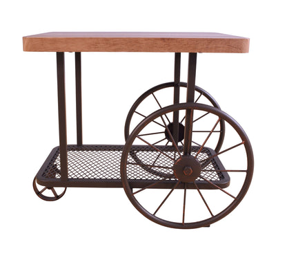 Francie light brown coffee table with wood top and metal wheels HouseOfZazla on Tampa Home & Garden Store