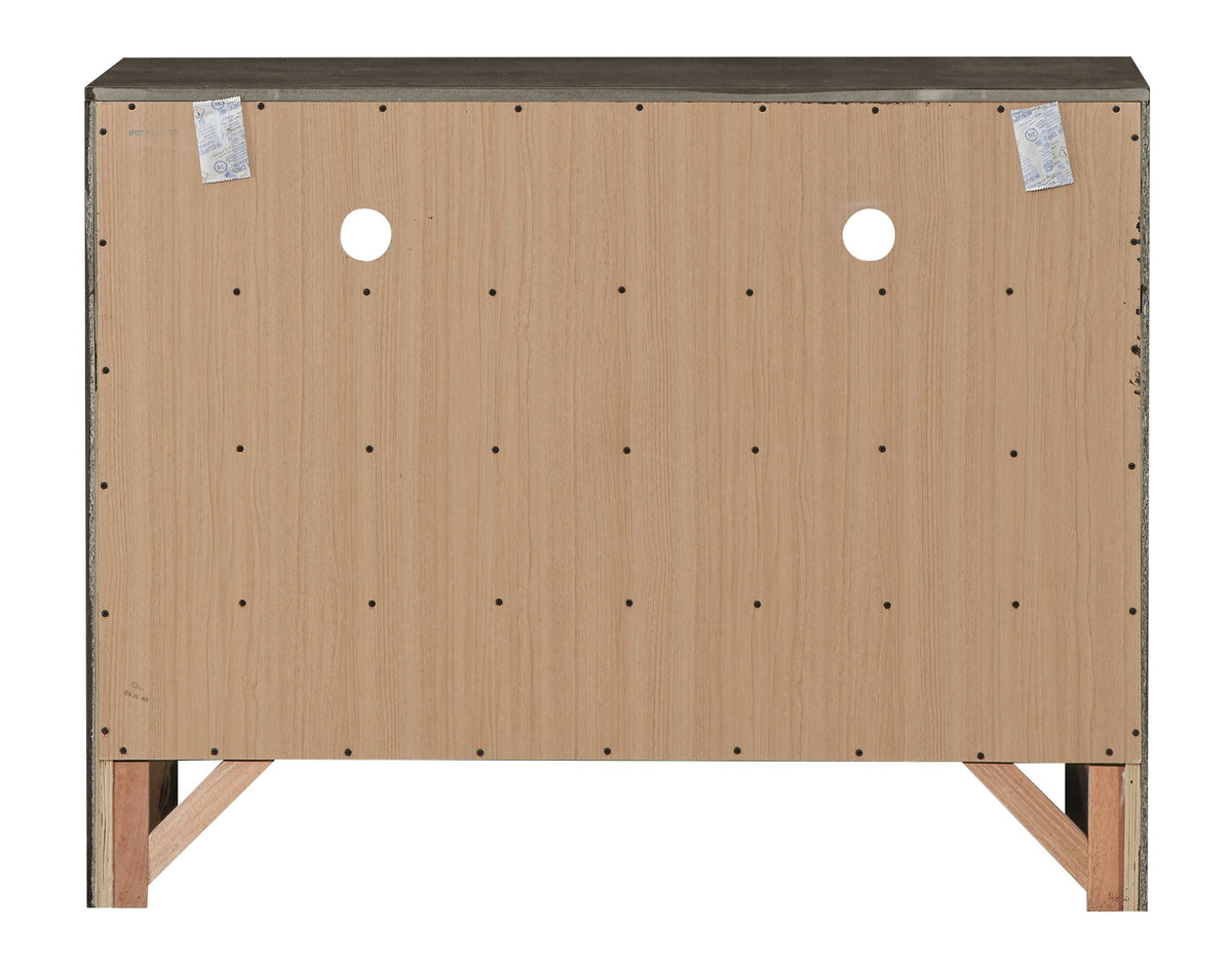 Media chest back panel in natural wood veneer with cable holes, dark top by HouseOfZazla on Tampa Home & Garden Store
