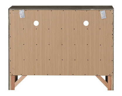 Media chest back panel in natural wood veneer with cable holes, dark top by HouseOfZazla on Tampa Home & Garden Store