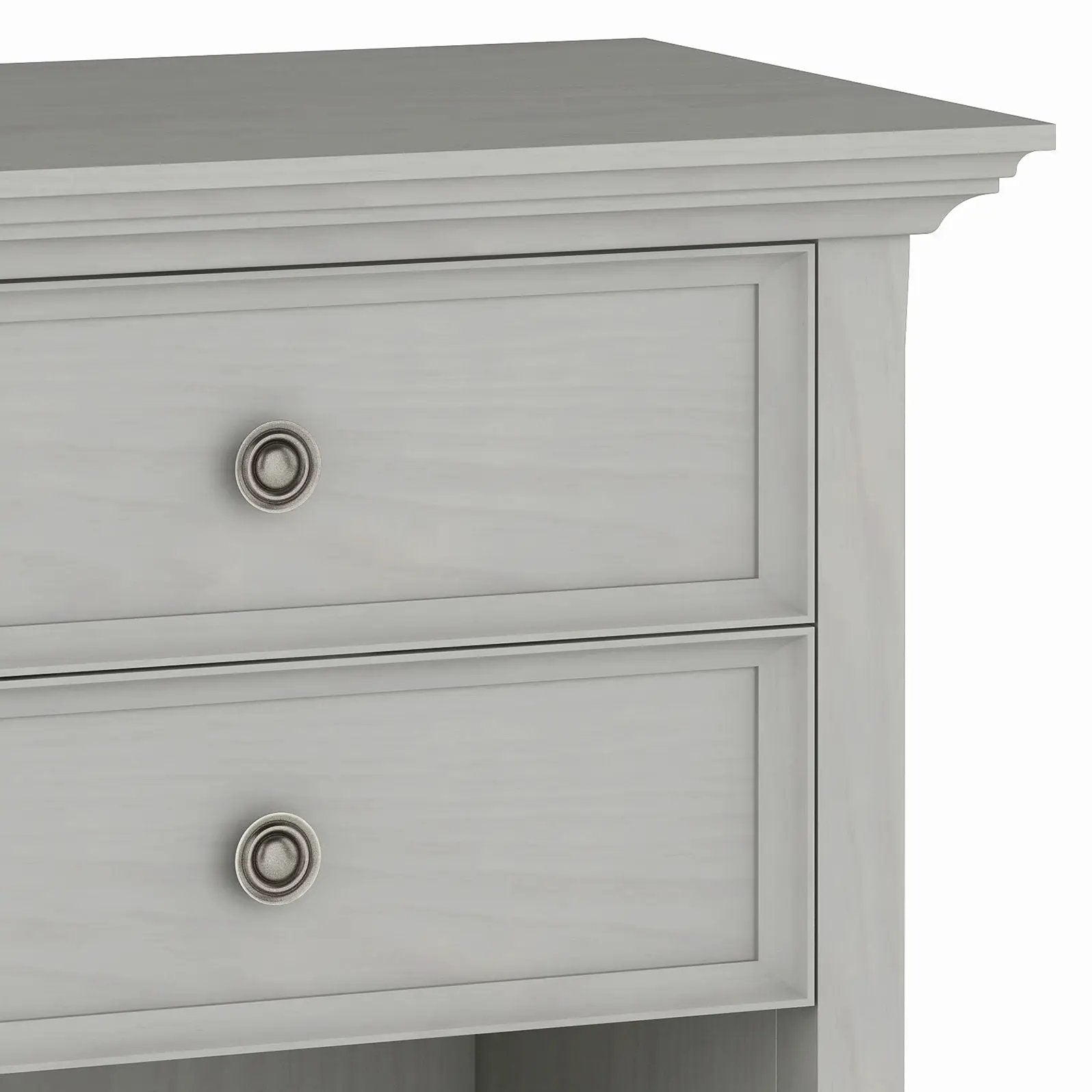 Amherst bedside table two-drawer gray finish with nickel knob by Unique Piece Furniture on Tampa Home & Garden Store