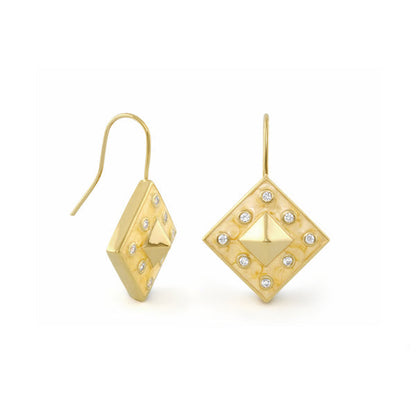 Stud Me Earring drop earrings gold diamond-shaped with pave crystals pair Lauren G Adams on Tampa Home & Garden Store