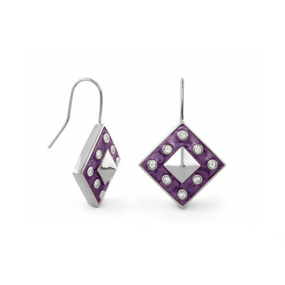 Stud Me Earring pair drop earrings purple enamel with crystal accents Lauren G Adams on Tampa Home & Garden Store