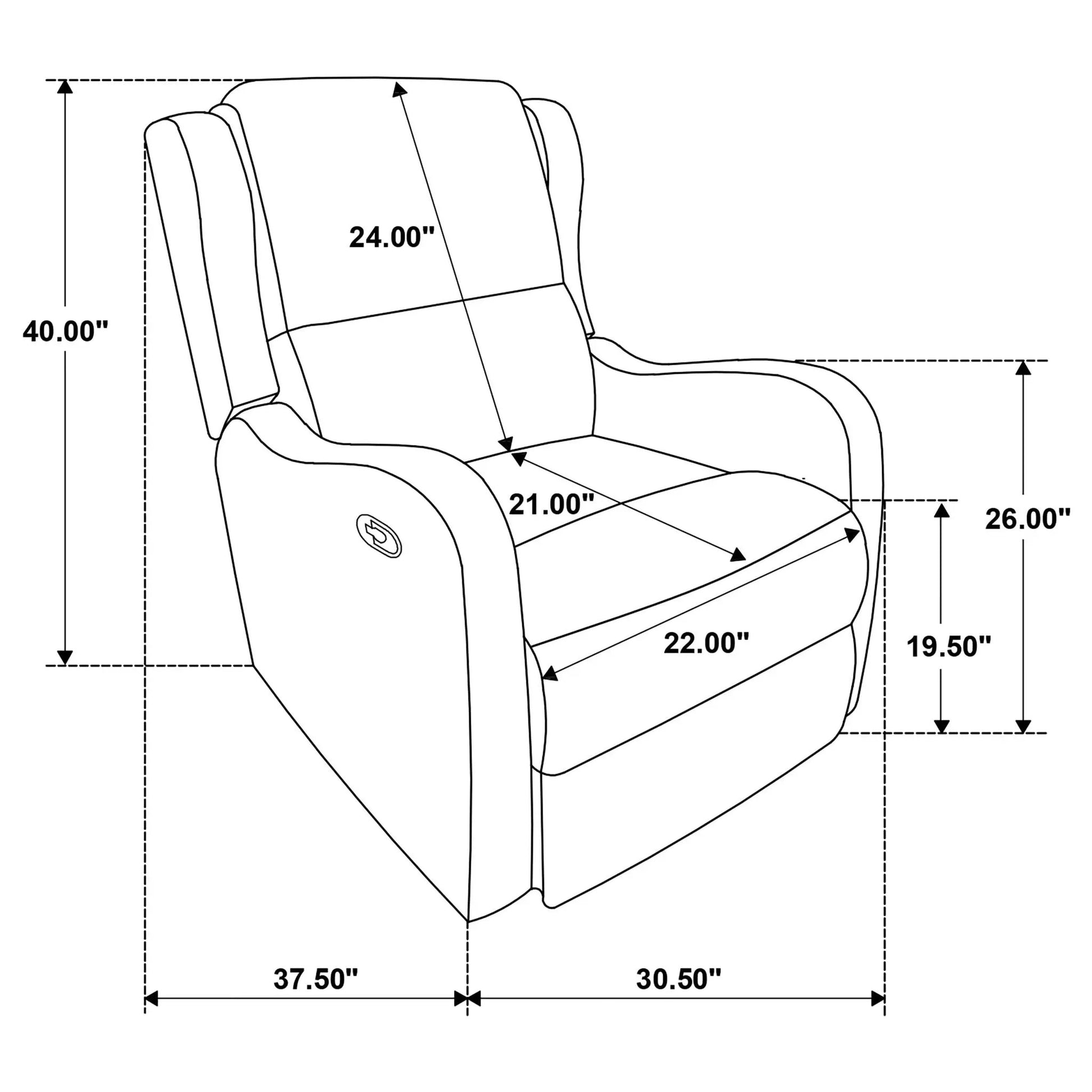 Cortland ivory upholstered English-arm recliner chair by Unique Piece Furniture on Tampa Home & Garden Store