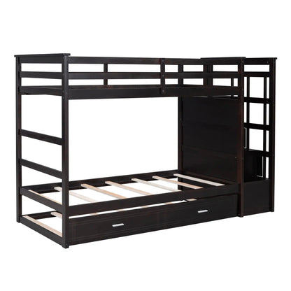 Bunk Bed With Trundle and Staircase Space Saving