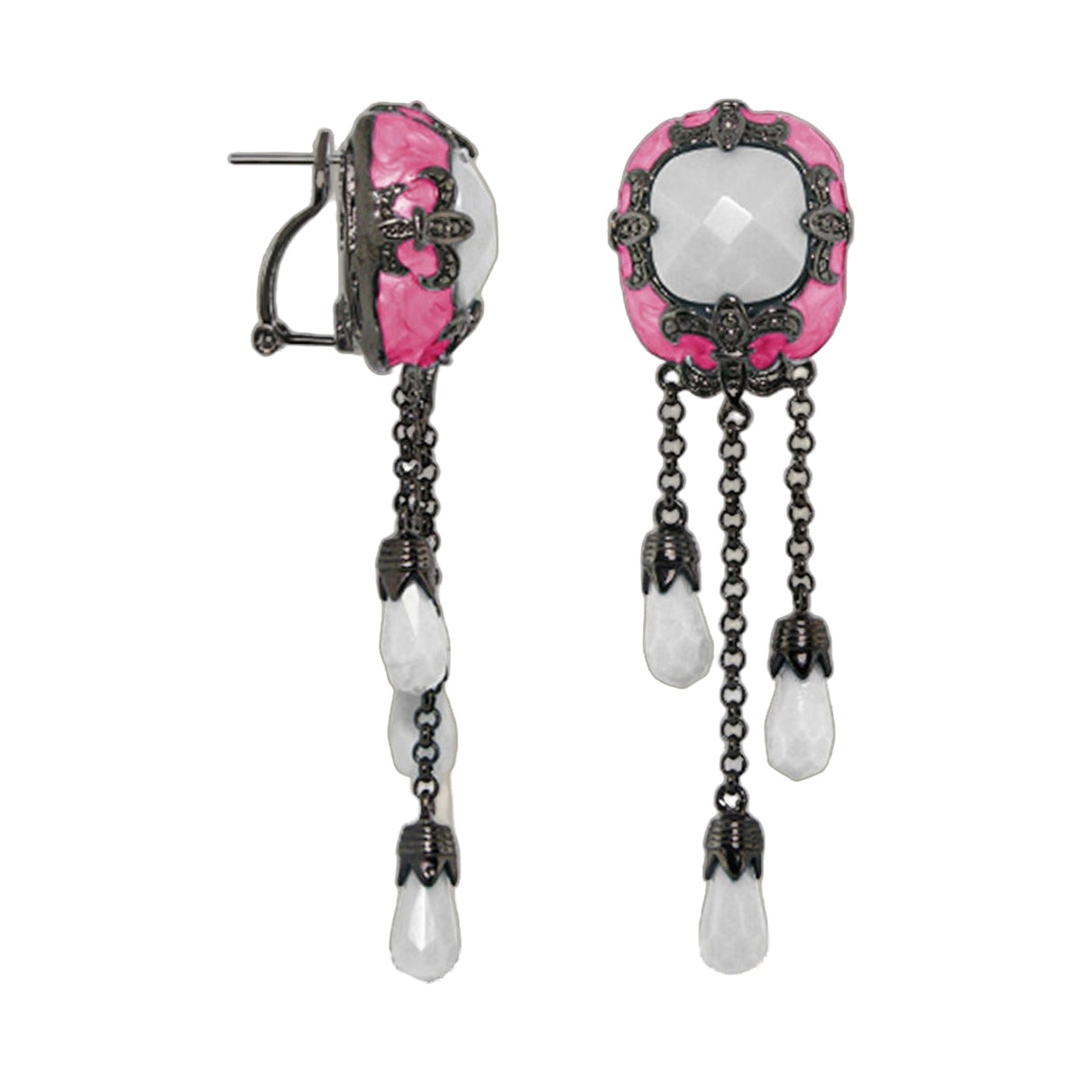 Knights of Love Chandelier Earrings pink enamel filigree crystal drops 2 pcs Lauren G Adams on Tampa Home & Garden Store