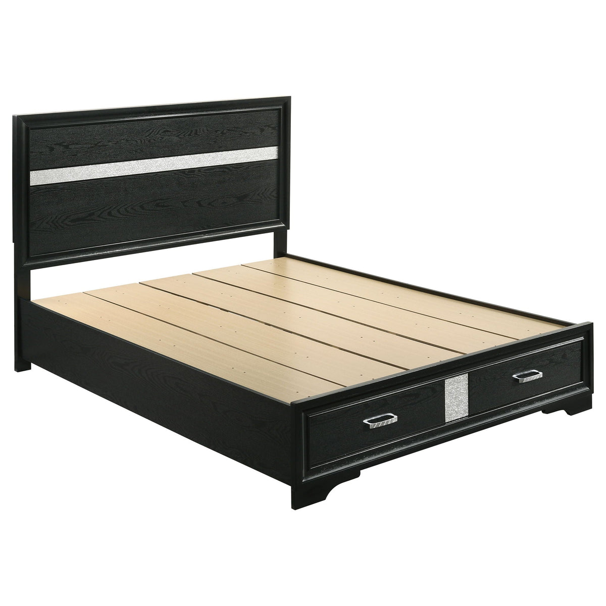 Orchid storage panel bed black wood finish with 2 drawers HouseOfZazla on Tampa Home & Garden Store