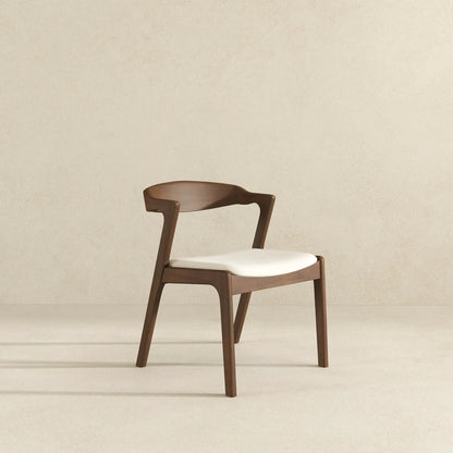 Dakota mid-century dining chairs set of 2 in warm walnut wood with white cushions on Tampa Home & Garden Store