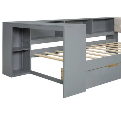 Upholstered Headboard Platform Bed with Storage