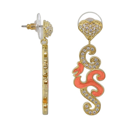 Peaceful Love Earring by Lauren G Adams, gold-tone dangle with crystal heart on Tampa Home & Garden Store