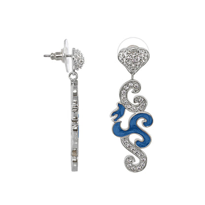 Peaceful Love Dangle Earring by Lauren G Adams - crystal heart with blue enamel swirls in silver on Tampa Home & Garden Store