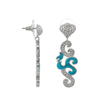Peaceful Love Earring by Lauren G Adams, silver-tone dangle with crystal heart and teal enamel on Tampa Home & Garden Store