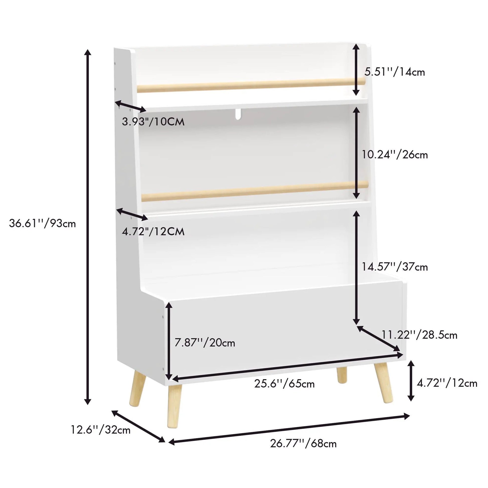 Bookshelf Book Organizer With Toy Storage - White, Unique Piece Furniture bookcase on Tampa Home & Garden Store