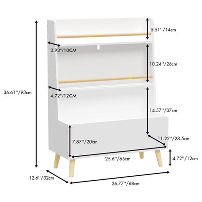 Bookshelf Book Organizer With Toy Storage - White, Unique Piece Furniture bookcase on Tampa Home & Garden Store
