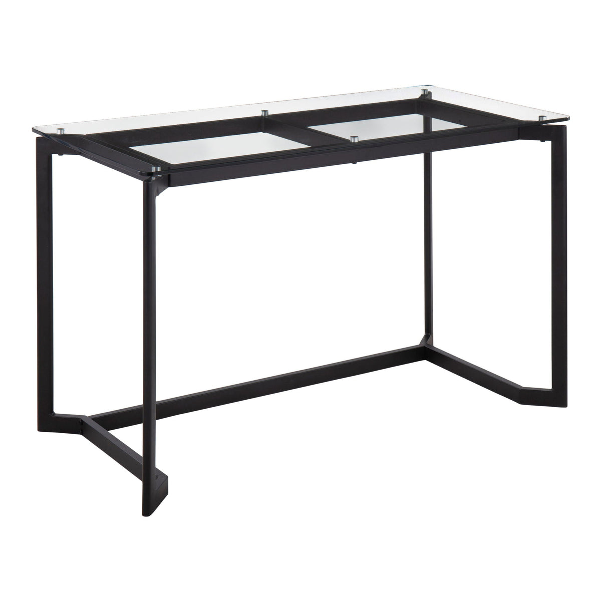 HouseOfZazla writing desk with tempered glass top, black frame on Tampa Home & Garden Store