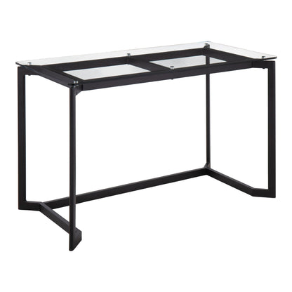 HouseOfZazla writing desk with tempered glass top, black frame on Tampa Home & Garden Store