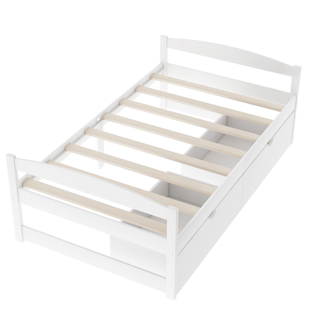 Platform bed with 2 drawers, white finish, slatted support on Tampa Home & Garden Store