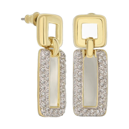 Lga Rectangle Earrings by Lauren G Adams pair of gold-tone dangle earrings with crystals on Tampa Home & Garden Store