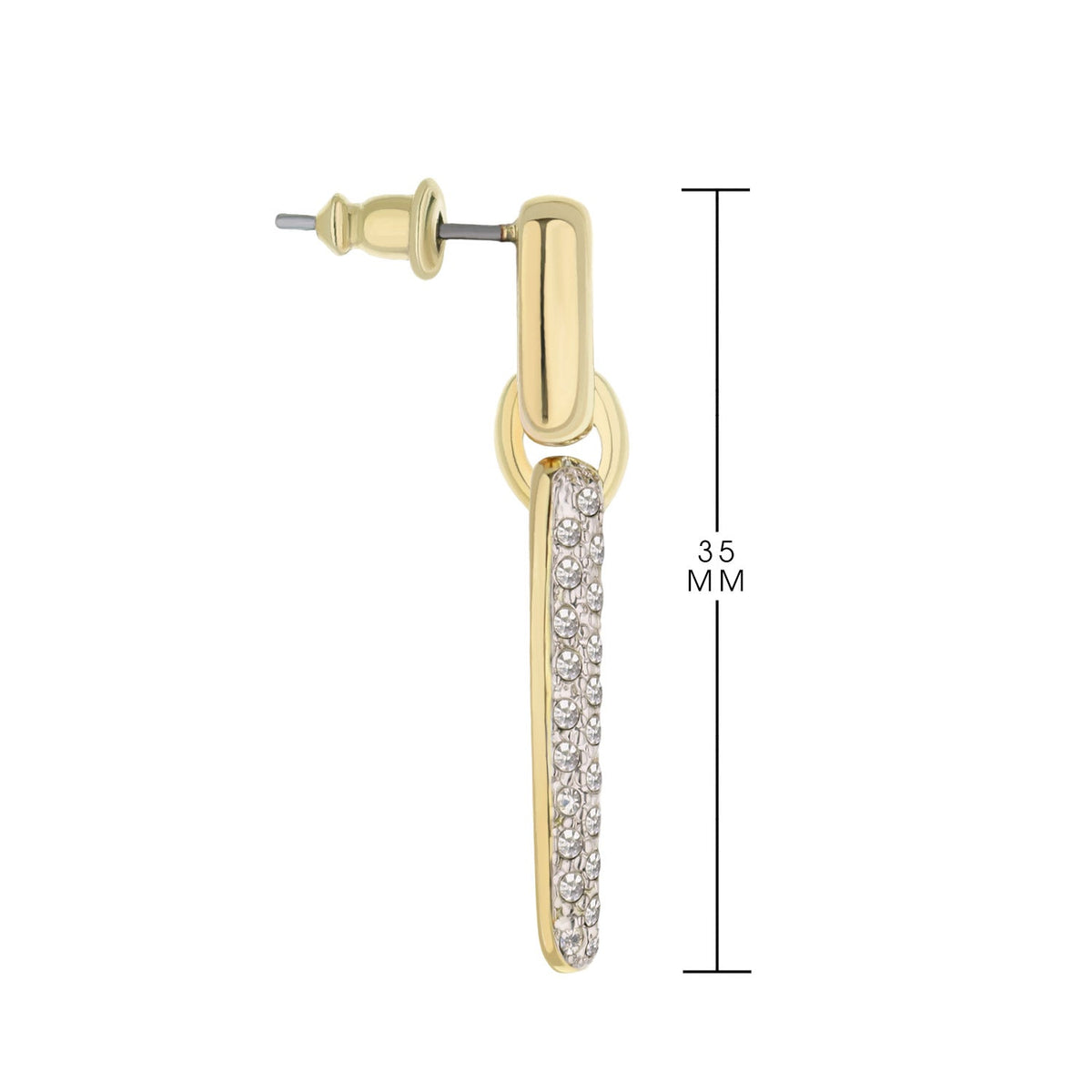 Lga Rectangle Earrings by Lauren G Adams, gold-tone crystal-studded drop, 35mm length on Tampa Home & Garden Store